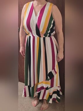 Lane Bryant Multicolor Striped Sleeveless Dress